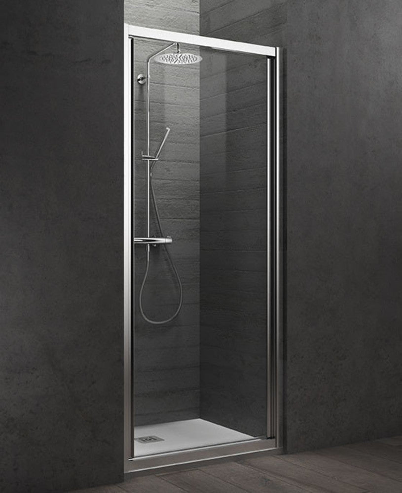 Arblu Vega porte battante 90 cm gauche verre transparent profils argent