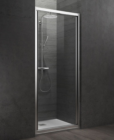 Arblu Vega porte battante 90 cm gauche verre transparent profils argent