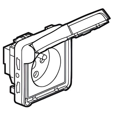 Plexo prise 2 pôles + T + détrompeur b. 10 / 16A 250V composable Gris