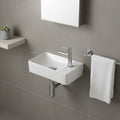 ENSEMBLE LAVE-MAINS ALONI ESSI COMPLET – AVEC LAVE-MAINS DROITE, ROBINET, BONDE DE VIDANGE ET SIPHON – BLANC BRILLANT - CHROME