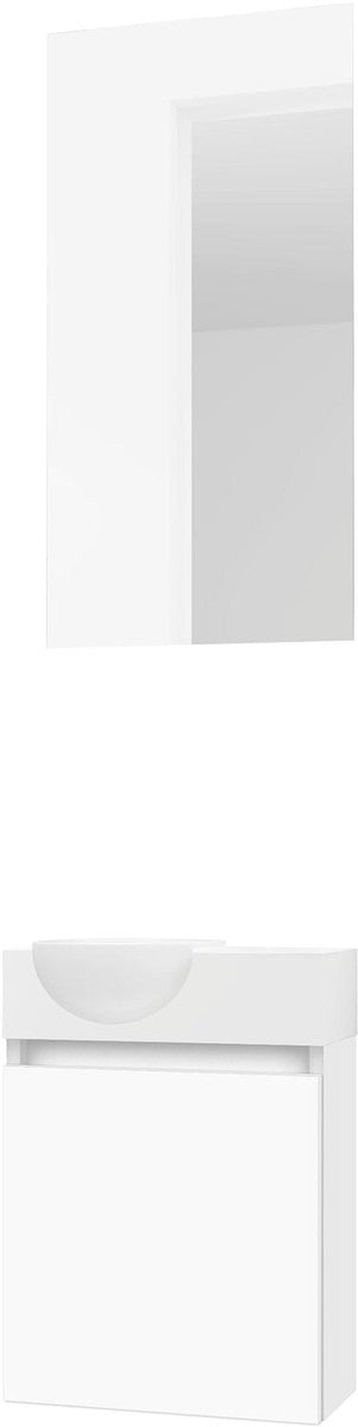 Compacte wastafel met geïntegreerde spiegel