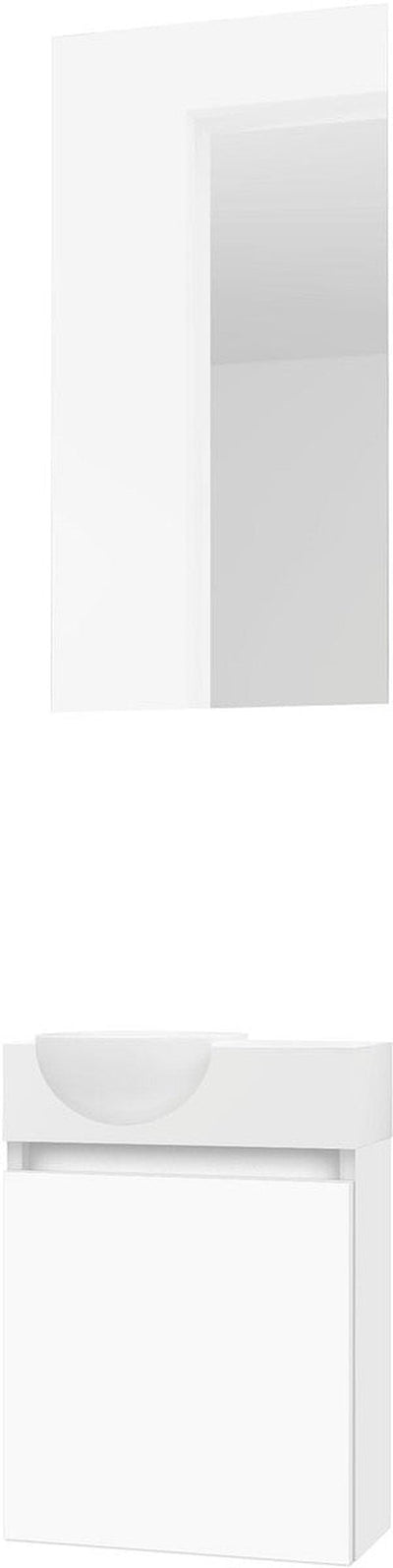 Compacte wastafel met geïntegreerde spiegel