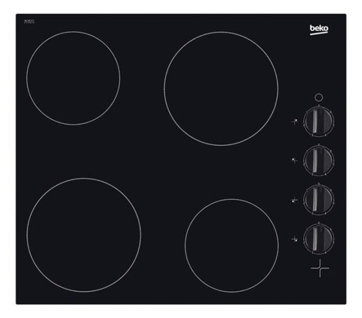 Taque vitro - céramique avec 4 zones de cuisson à infra rouge de 1200 à 1700W largeur 60cm