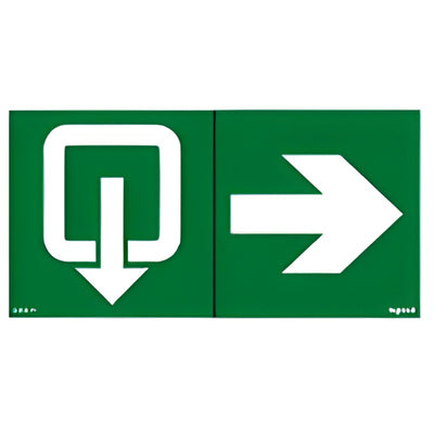 Zelfklevend pictogram voor evacuatie + pijl
