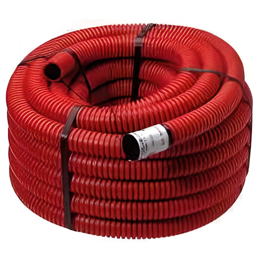 Tube de protection avec tire fil Rouge diamètre 63mm rouleau de 25m