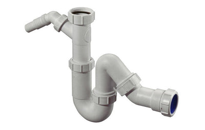 Mc Alpine siphon universel avec raccord machine à laver 6/4"x40mm PP blanc