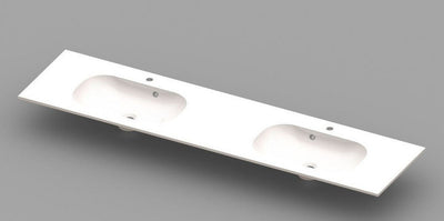 Van Marcke Ovum tablet met 2 wastafels 2000x500x200mm wit kunstmarmer