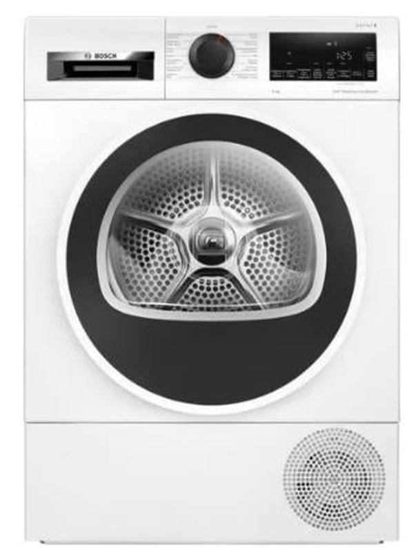 Vrijstaande wasdroger uit de serie 6, klasse C, 9,0 kg, zelfreinigende condensor, omkeerbaar, inclusief ventilatieset.