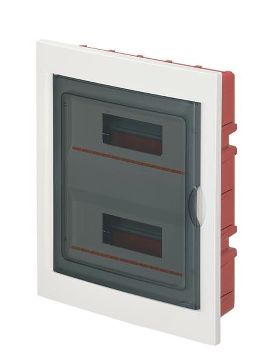 Flush-mount box White 24 (2 x 12) modules with smoked door IP40 320 x 388 x 80mm w x h x d Ral 9001