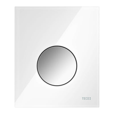 TECELOOP GLASS - PLAQUE DE DÉCLENCHEMENT URINOIR - CARTOUCHE INCLUSE - VERRE - VERRE BLANC BRILLANT - TOUCHE CHROMÉ BRILLANT