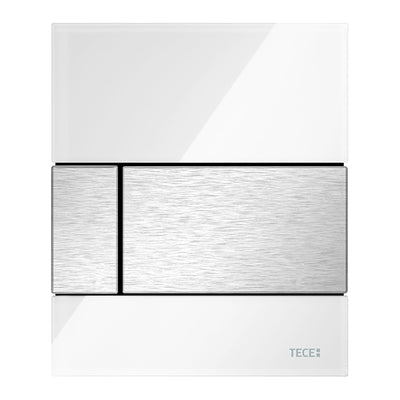 TECESQUARE GLASS - PLAQUE DE DÉCLENCHEMENT URINOIR - CARTOUCHE INCLUSE - VERRE - VERRE BLANC BRILLANT - TOUCHE RVS LOOK