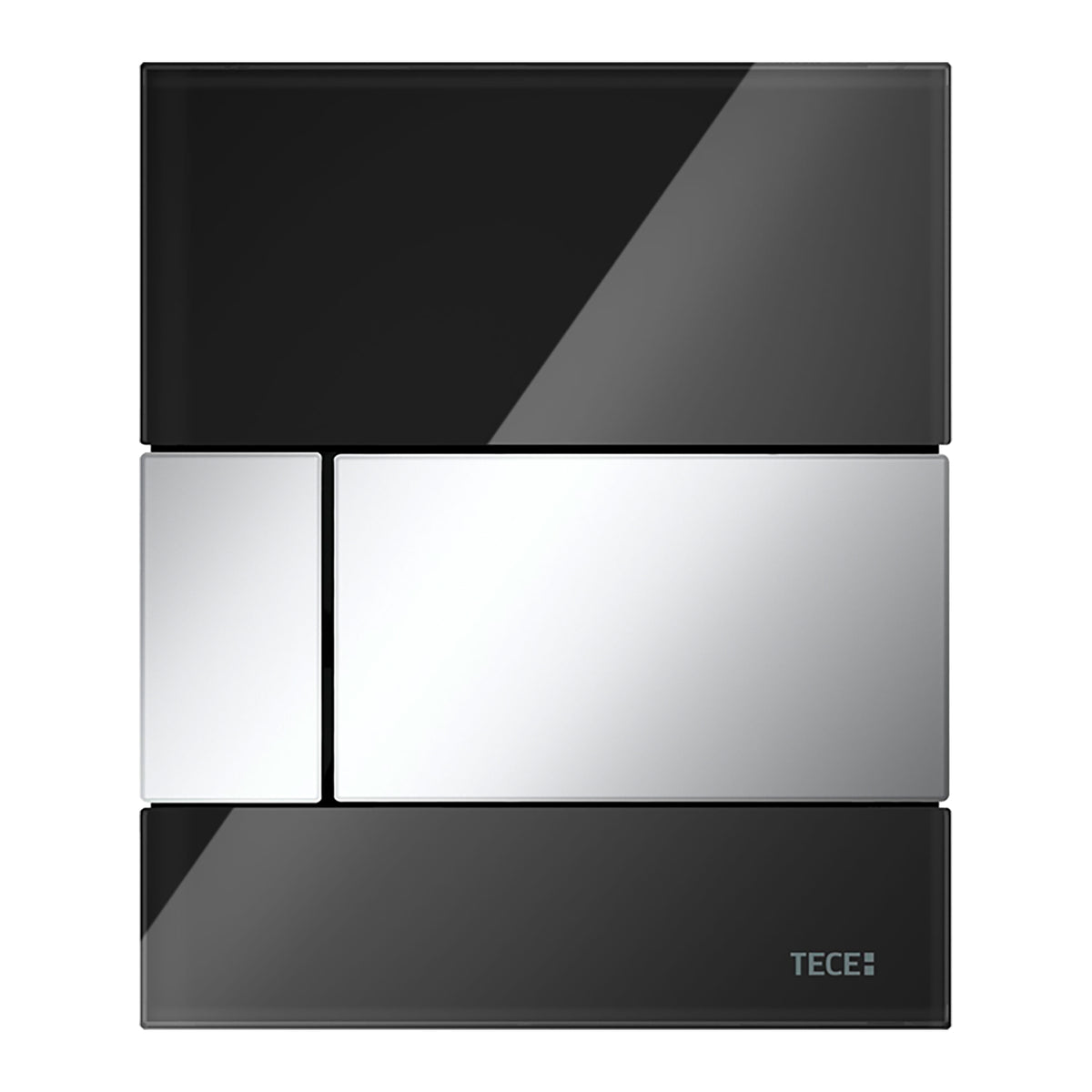 TECESQUARE GLASS - PLAQUE DE DÉCLENCHEMENT URINOIR - CARTOUCHE INCLUSE - VERRE - VERRE NOIR BRILLANT - TOUCHE CHROMÉ BRILLANT