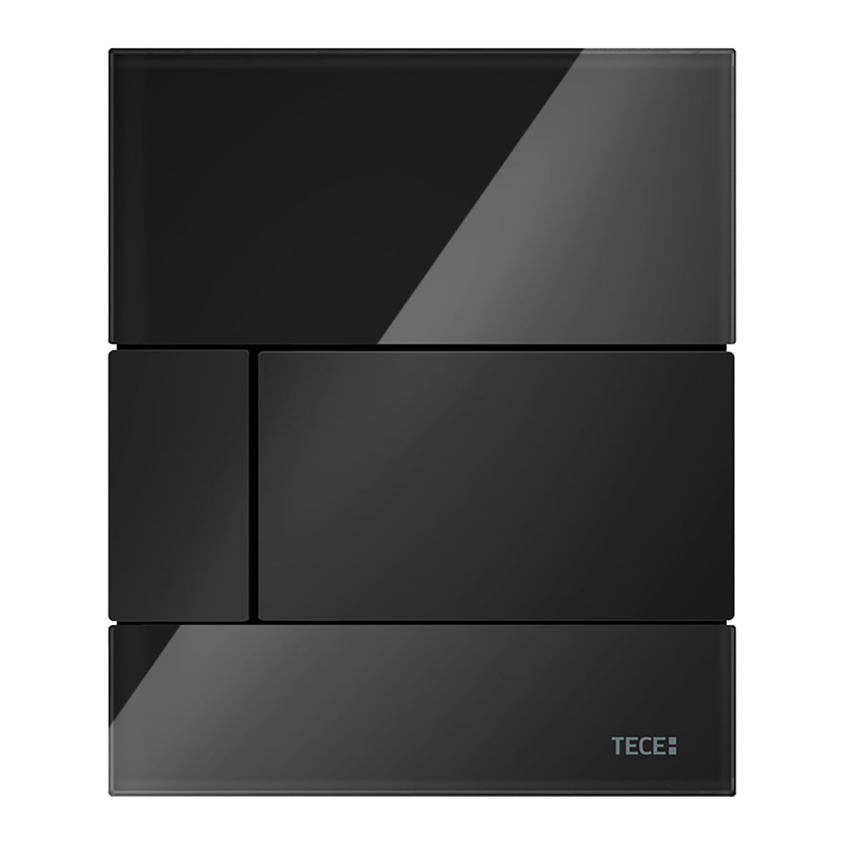 TECESQUARE GLASS - PLAQUE DE DÉCLENCHEMENT URINOIR - CARTOUCHE INCLUSE - VERRE - VERRE NOIR BRILLANT - TOUCHE NOIR MAT