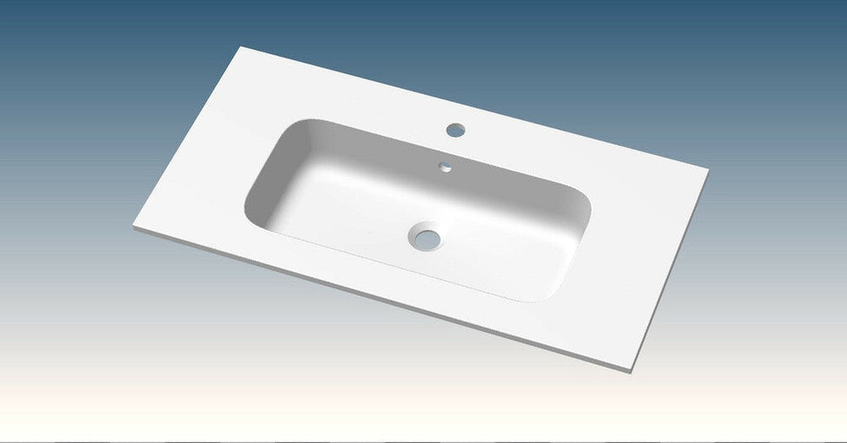Van Marcke Paco countertop with 1 integrated basin 1 tap hole 800x15x460mm matt white