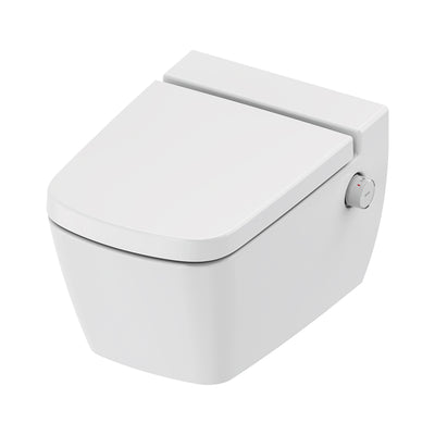 TECENEO TOILET SUSPENDU AVEC BIDET - AVEC MITIGEUR DE BIDET - EAU CHAUDE ET FROIDE - AVEC ABATTANT - 54 CM - BLANC BRILLANT