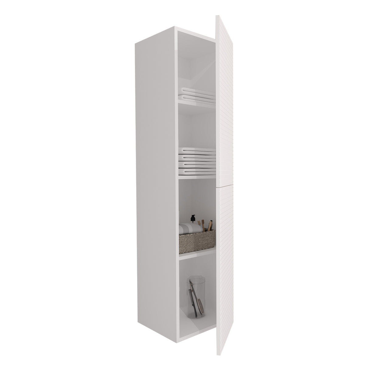 ELITE KOLOMKAST MET HORIZONTAAL RELIËF (160 CM) - MAT WIT