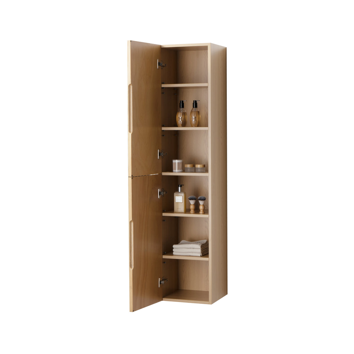 BEGONIA 35 x 160 x 35 cm wall-mounted bathroom column – natural oak – 2 doors – soft close – reversible