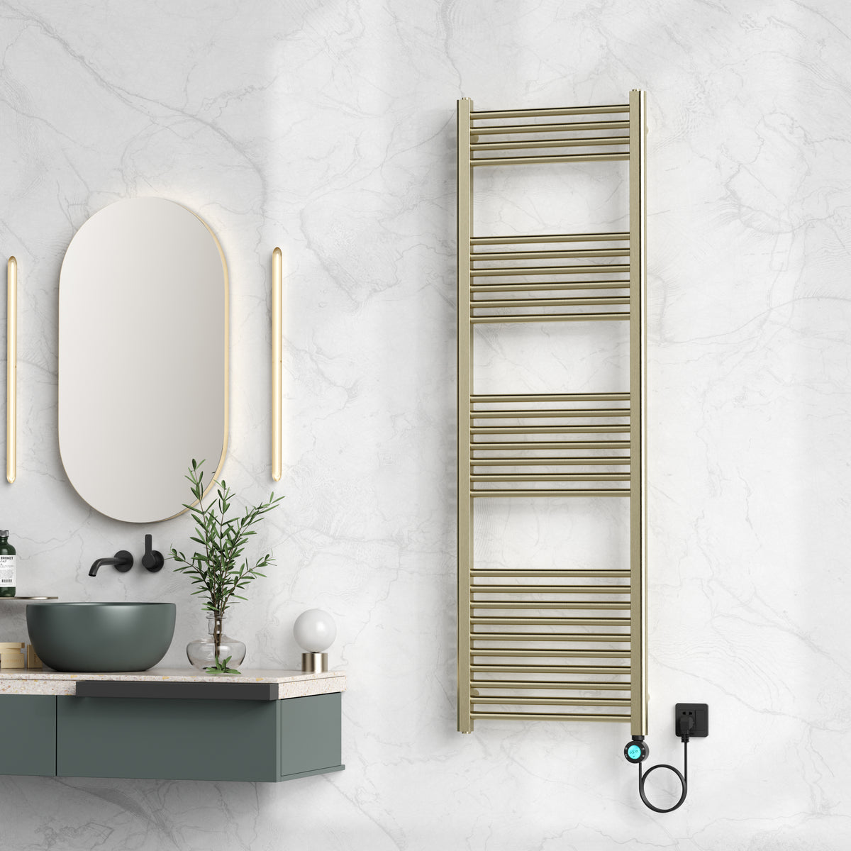 Sèche‑serviettes électrique programmable Wi‑Fi – 700 W – Or brossé
