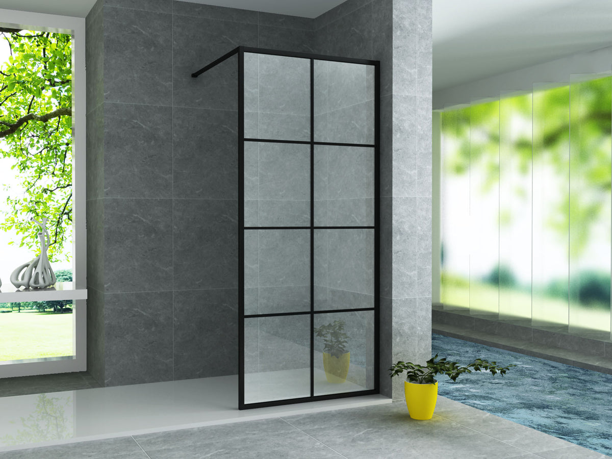 ALONI PAROI DE DOUCHE À CARREAUX (1400X2000X8MM) - NOIR MAT
