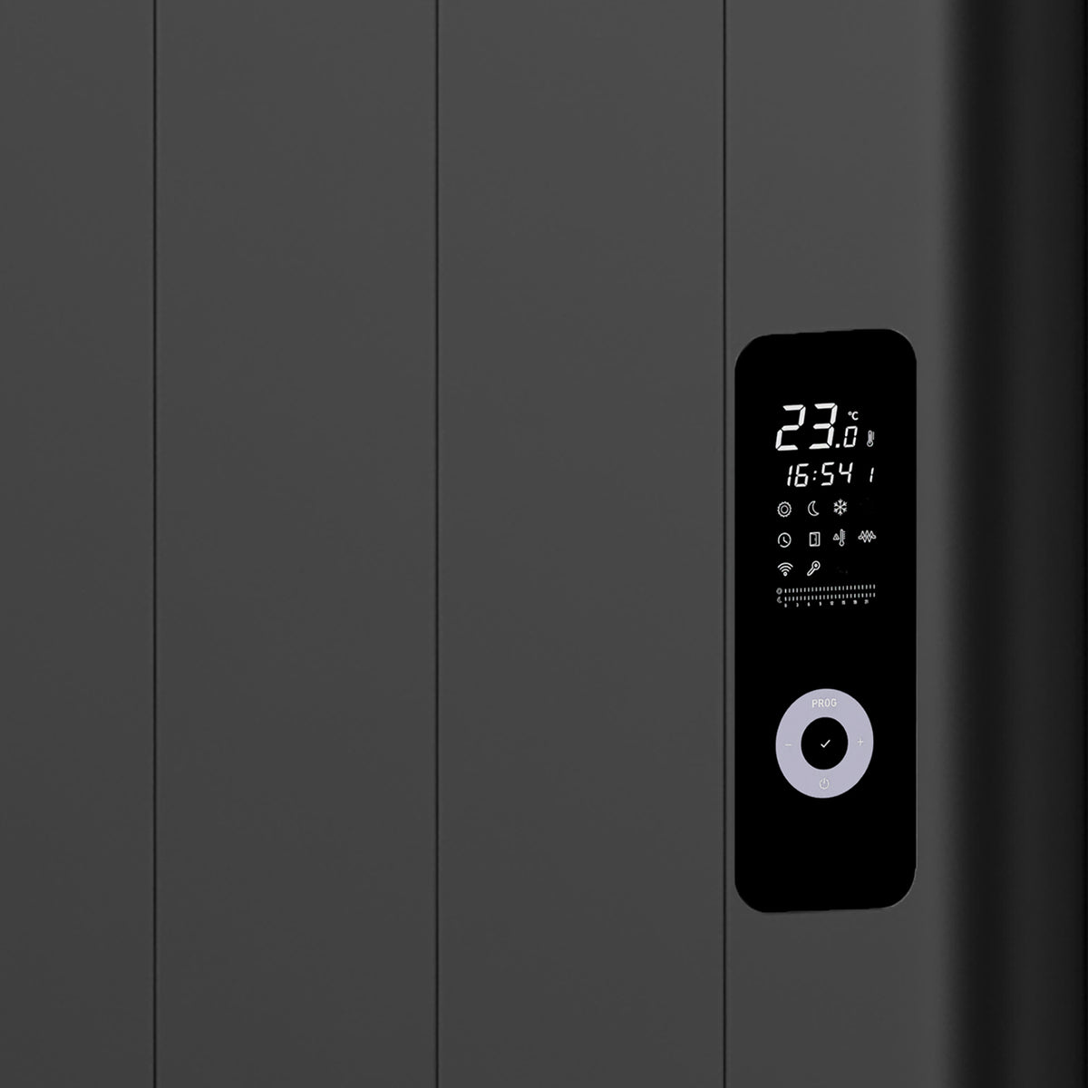 Zwarte elektrische wandradiator met stekker + wifi-programma 2000W