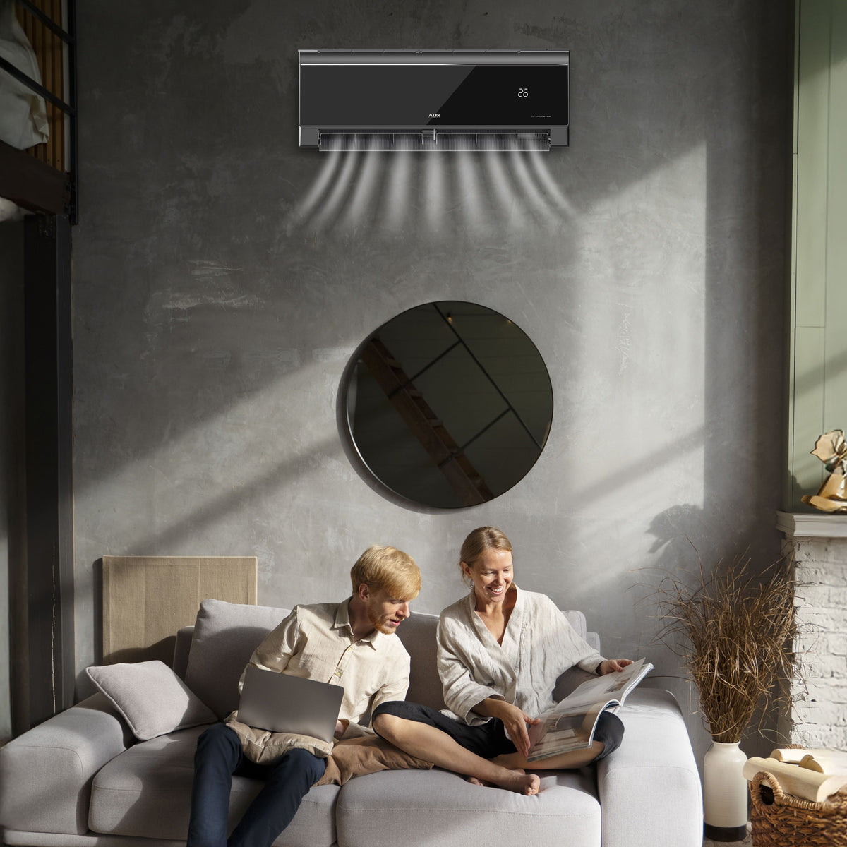 AUX MULTI SPLIT CLIMATISEUR - UNITÉ INTÉRIEUR - REFROIDISSEMENT ET CHAUFFAGE - WIFI - 9000BTU- 2,6KW - NOIR BRILLANT