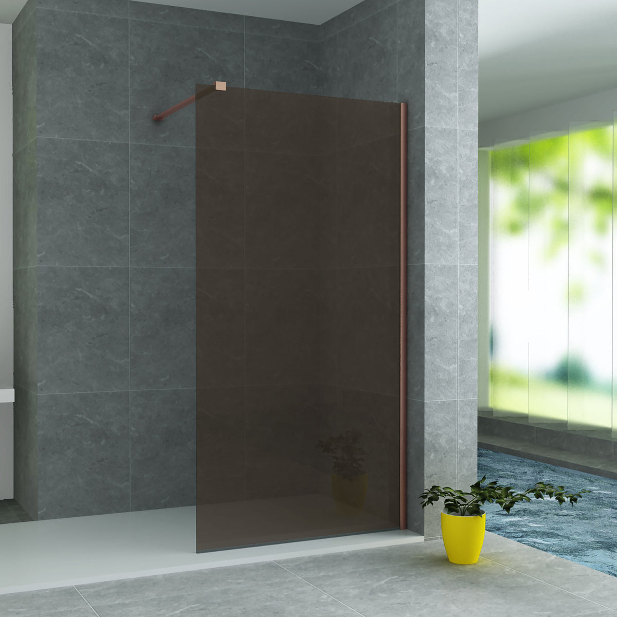 Paroi de douche Aloni champagne 80x200 cm