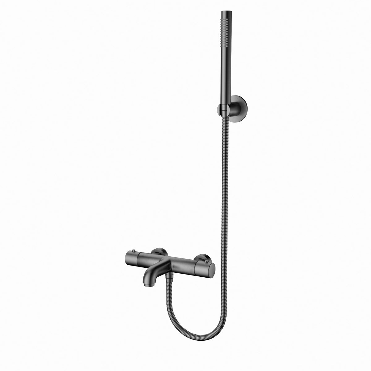 ALONI MITIGEUR BAIN ET DE DOUCHE - THERMOSTATIQUE - AVEC FLEXIBLE DE DOUCHE 150 CM, POMME DE DOUCHE ET SUPPORT MURAL - GUNMETAL