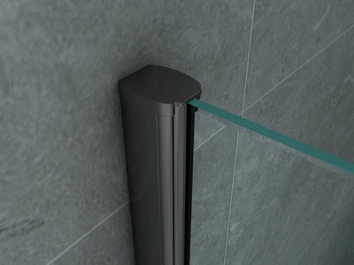 ALONI CABINE DE DOUCHE AVEC PORTE COULISSANTE ET PAROI LATÉRALE - TRAITEMENT ANTI-CALCAIRE - RÉVERSIBLE - VERRE DE SÉCURITÉ 8MM - 90X140X195 CM - NOIR MAT - VERRE CLAIR