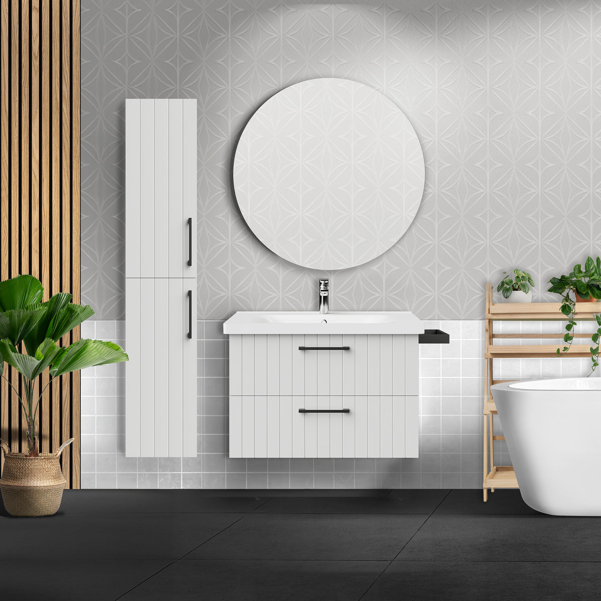 CREAVIT D10 ARMOIRE HAUTE 150x30CM - BLANC LAQUÉ