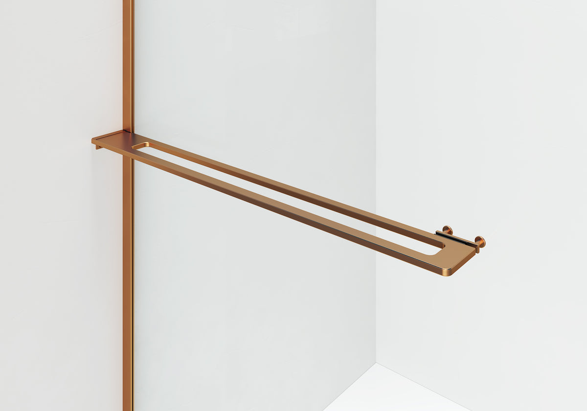 CURVY INLOOPDOUCHE MET HANDDOEKENREK - GEBOGEN - ANTI-KALKBEHANDELING - OMKEERBAAR - 8 MM VEILIGHEIDSGLAS - 120X200CM