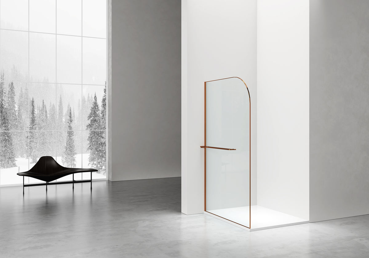 CURVY INLOOPDOUCHE MET HANDDOEKENREK - GEBOGEN - ANTI-KALKBEHANDELING - OMKEERBAAR - 8 MM VEILIGHEIDSGLAS - 120X200CM