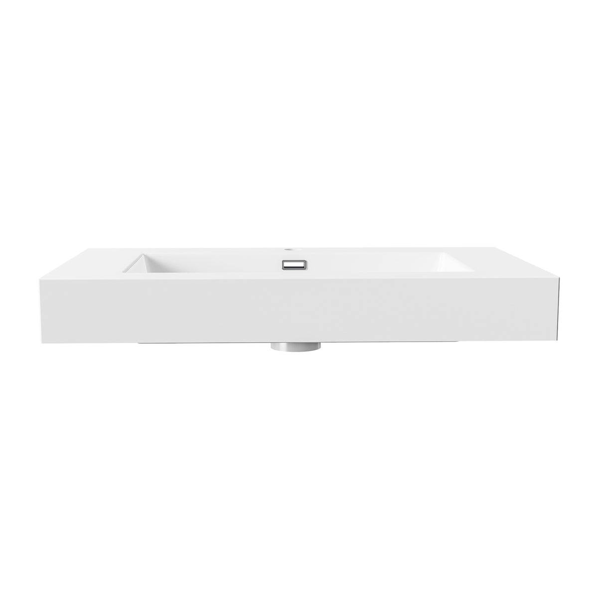ALONI WASBAK - 1 WASBAK - MET OVERLOOP - 1 KRAANGAAT - COMPOSIET MARMER - 80X10X46 CM - MAT WIT