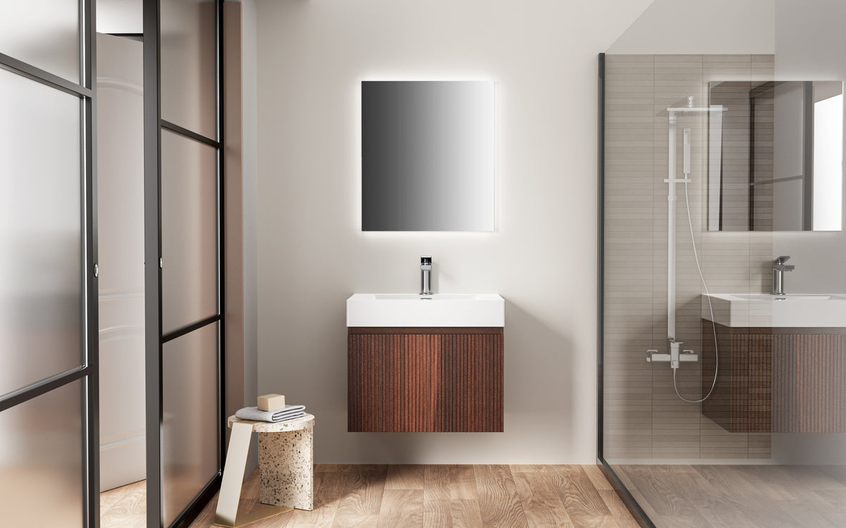 ALONI ELA MEUBLE SOUS-VASQUE - 1 TIROIR - SANS POIGNEE - SOFT CLOSE – 60X40X45 CM - WENGE