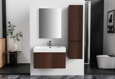 ALONI LAVABO - 1 VASQUE - AVEC TROP-PLEIN - 1 TROU ROBINET - MARBRE COMPOSITE - 80X10X46 CM - BLANC MAT