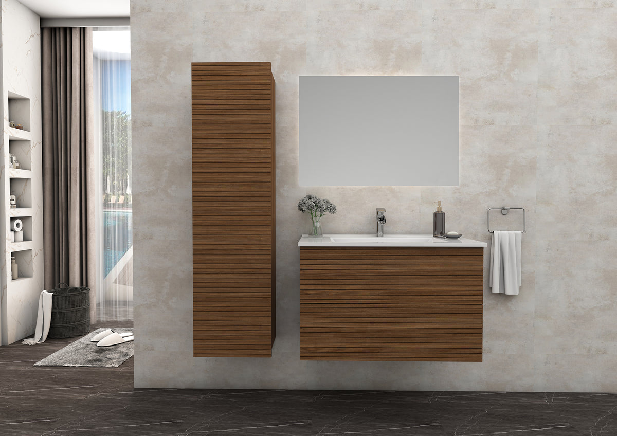 Elite Vanity Unit WITH Horizontal Relief (60CM) - Brown