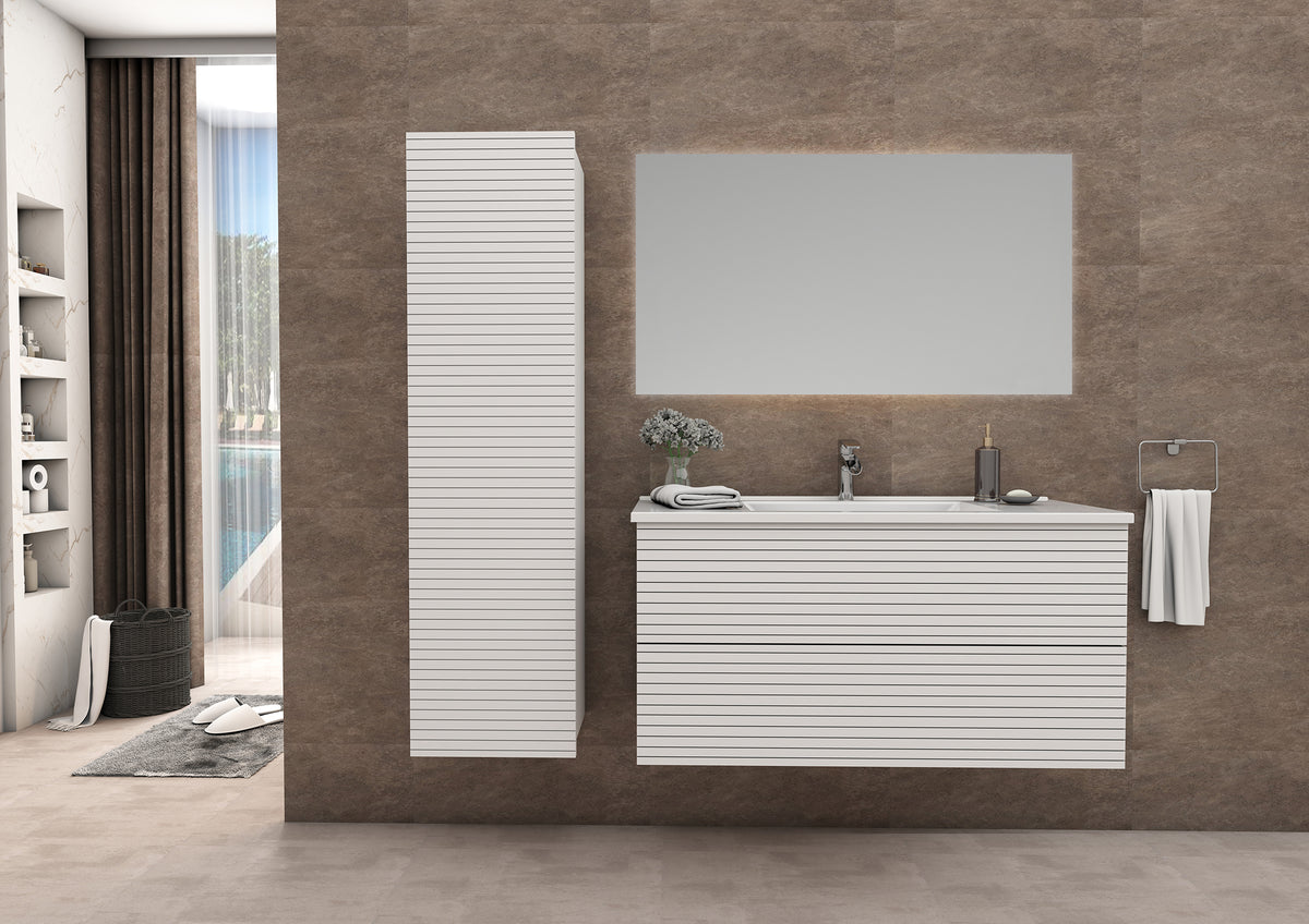 ELITE MEUBLE SOUS-PLAN AVEC RELIEF HORIZONTAL (80CM) - BLANC MAT