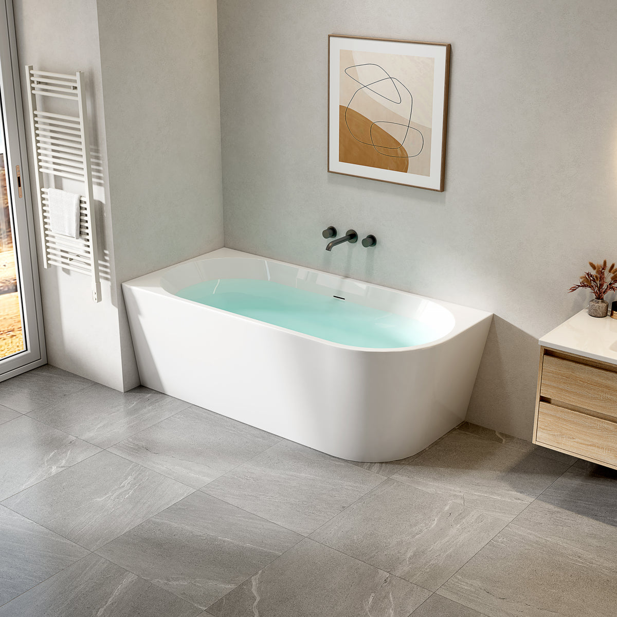 Left corner bathtub - Aloni 180x80x58 cm white