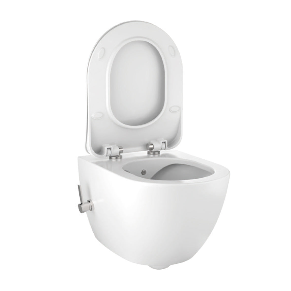 DESIGN RIMOFF WANDTOILET MET HYGIËNE (BIDET) ROESTVRIJ STAAL + WARM/KOUD WATERKRAAN - WIT