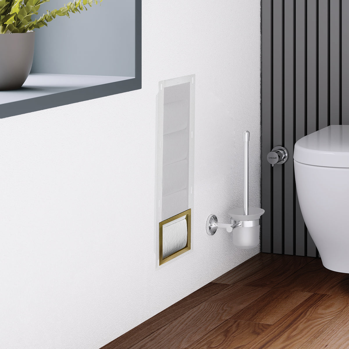 Porte-rouleau encastrable inox Aloni