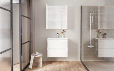 ALONI HAYAT MEUBLE SOUS-VASQUE - 2 TIROIRS - SANS POIGNEE - SOFT CLOSE – 59,5X50X45 CM - BLANC BRILLANT