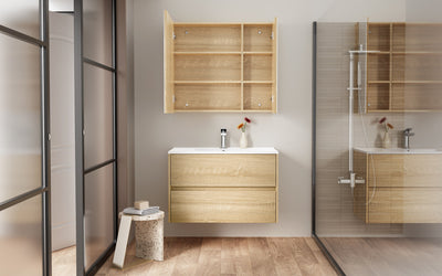 ALONI HAYAT MEUBLE SOUS-VASQUE - 2 TIROIRS - SANS POIGNEE - SOFT CLOSE – 79,5X50X45 CM - CHÊNE