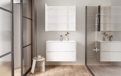 ALONI HAYAT MEUBLE SOUS-VASQUE - 2 TIROIRS - SANS POIGNEE - SOFT CLOSE – 79,5X50X45 CM - BLANC BRILLANT