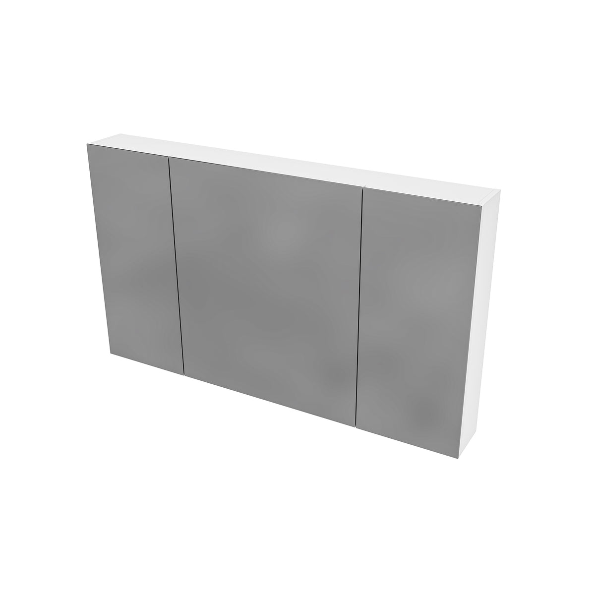 Glossy white 3-asymmetrical-door mirrored cabinet