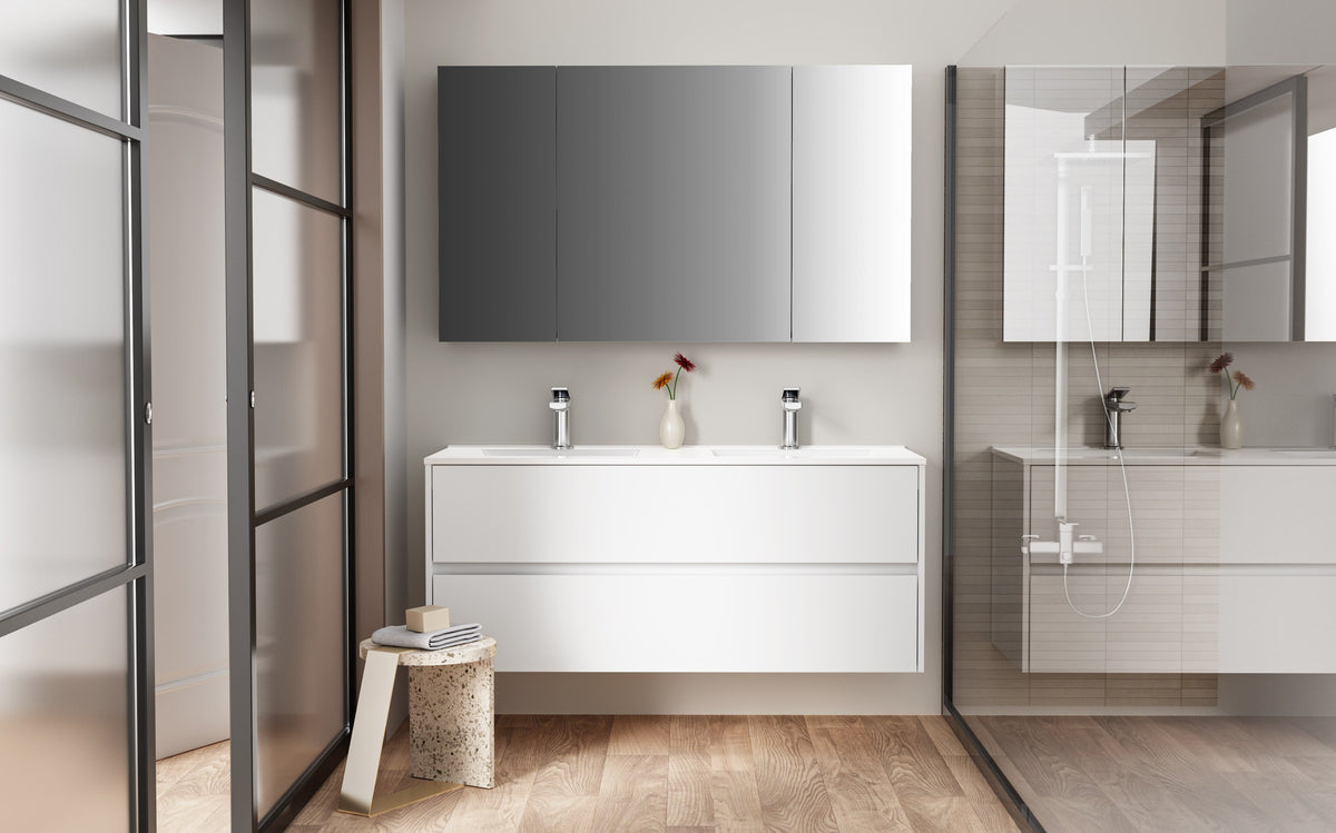 Vasque Aloni Hayat 2 tiroirs soft‑close - 119,5×50×45 cm - Blanc
