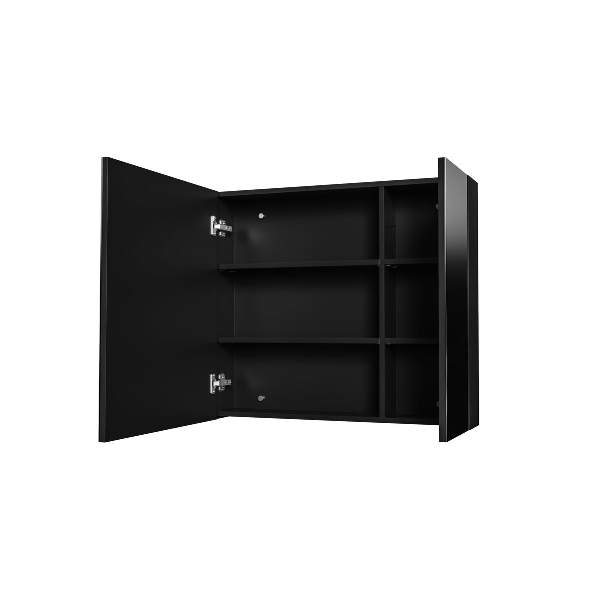 Matt black mirror cabinet - 2 doors - 80x70 cm