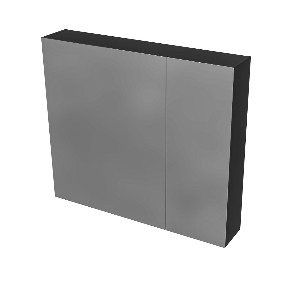 Matt black mirror cabinet - 2 doors - 80x70 cm