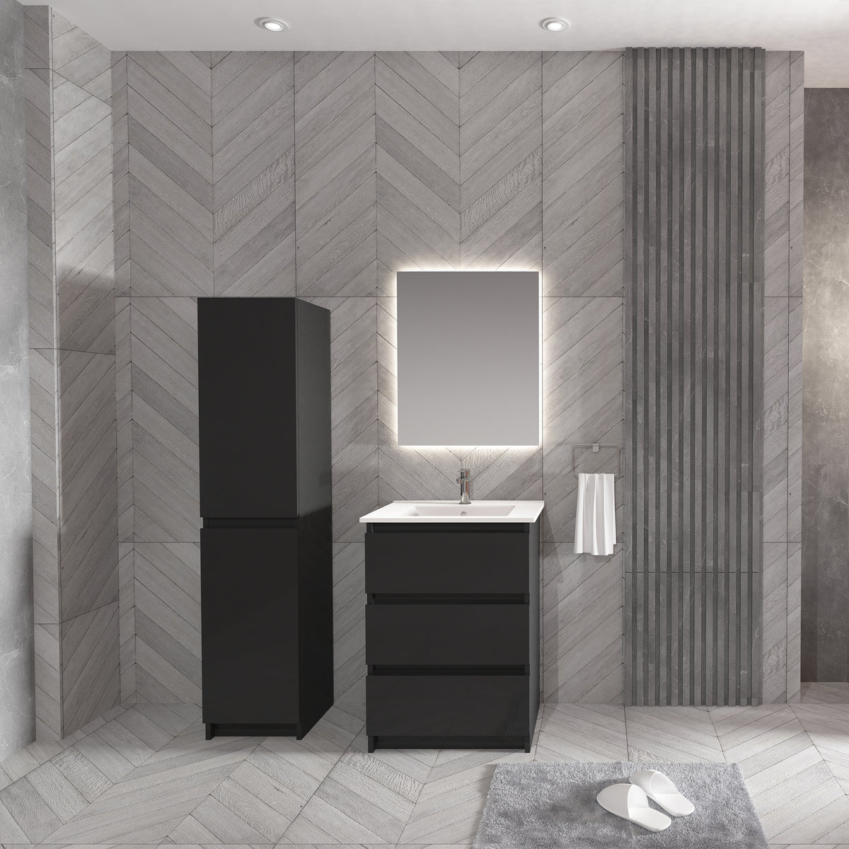 Jupiter Black 60 cm Under-Sink Cabinet
