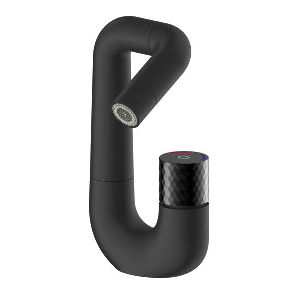 ALONI FLOW MITIGEUR DE LAVABO - BOUTON POUSSOIR - BEC PIVOTABLE - NOIR MAT