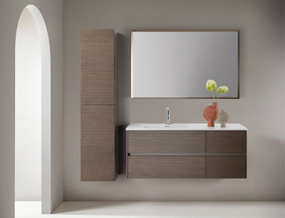 LAYDA COLONNE - 2 PORTES - SANS POIGNÉES - SOFT CLOSE - RÉVERSIBLE - 35X160X35 CM - NOYER FONCÉ
