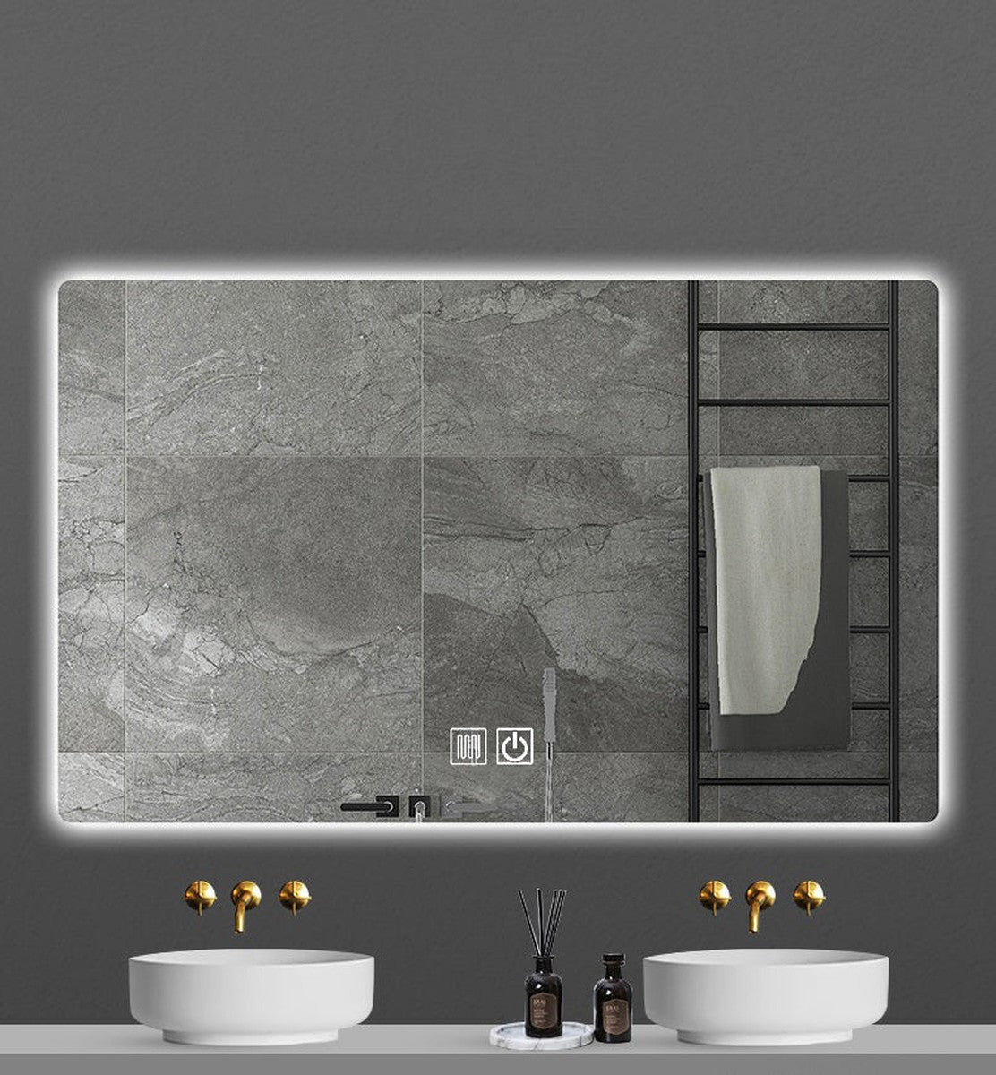 Queen miroir LED rectangulaire 100 x 60 cm – sans cadre – avec anti-buée – 3500 à 6500 K